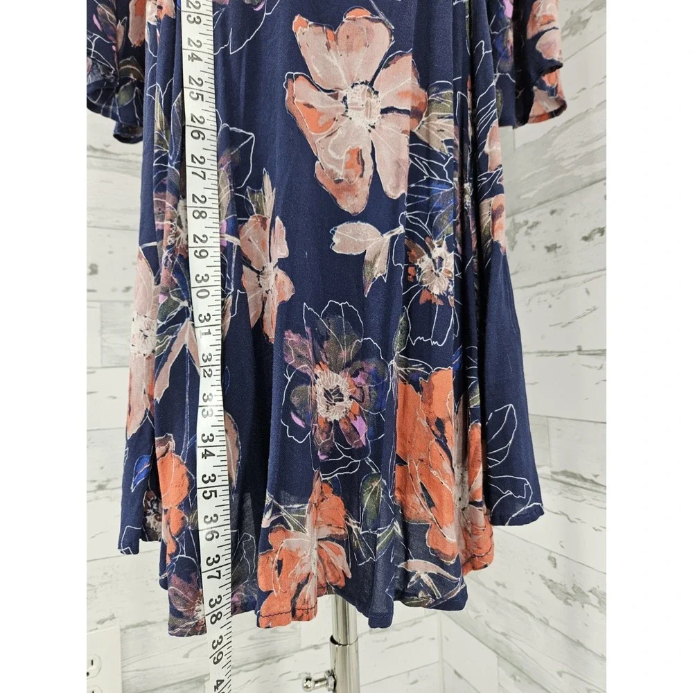 Free People Eyes on You Mini Dress Floral Print Bell Sleeves Pockets Women 6